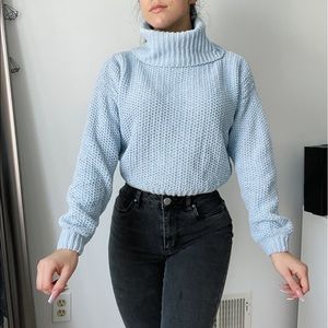 Garage blue knit turtle neck sweater